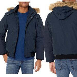 Buffalo David Bitton mens Bomber With Faux Fur Trim Hood. NEW